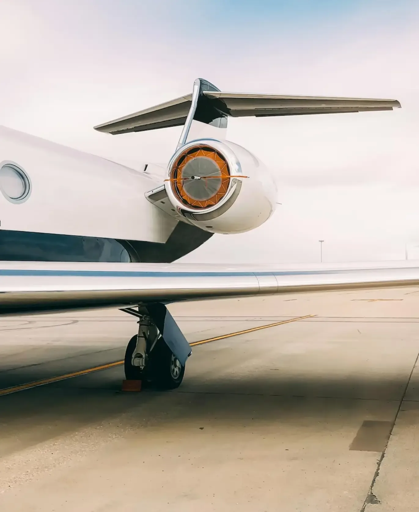 A Falconaero private jet on the apron